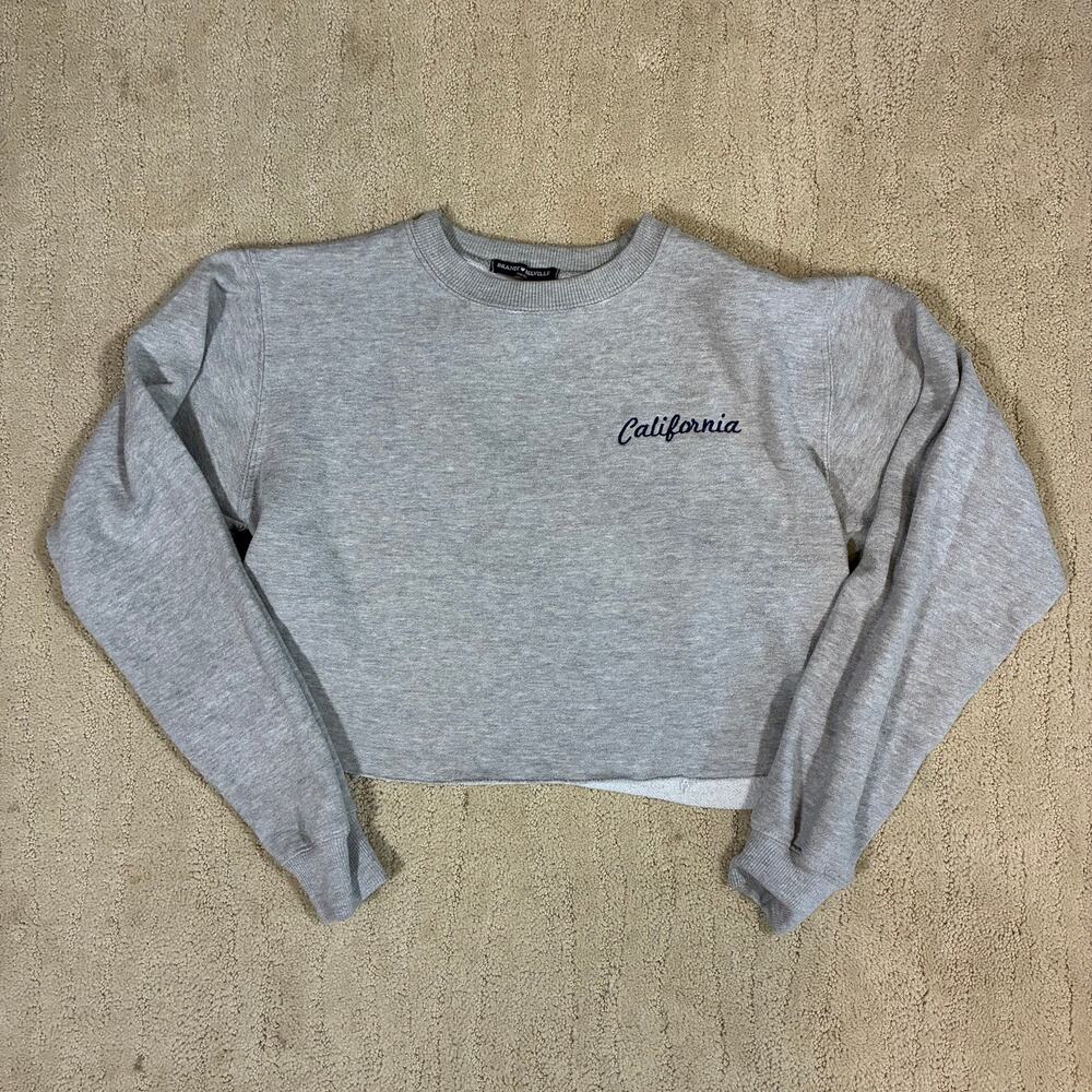 Brandy Melville Women S Grey Cropped California Crewneck Sweatshirt Loungewear